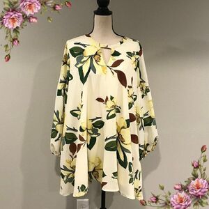 Floral long sleeve loose fit mini dress